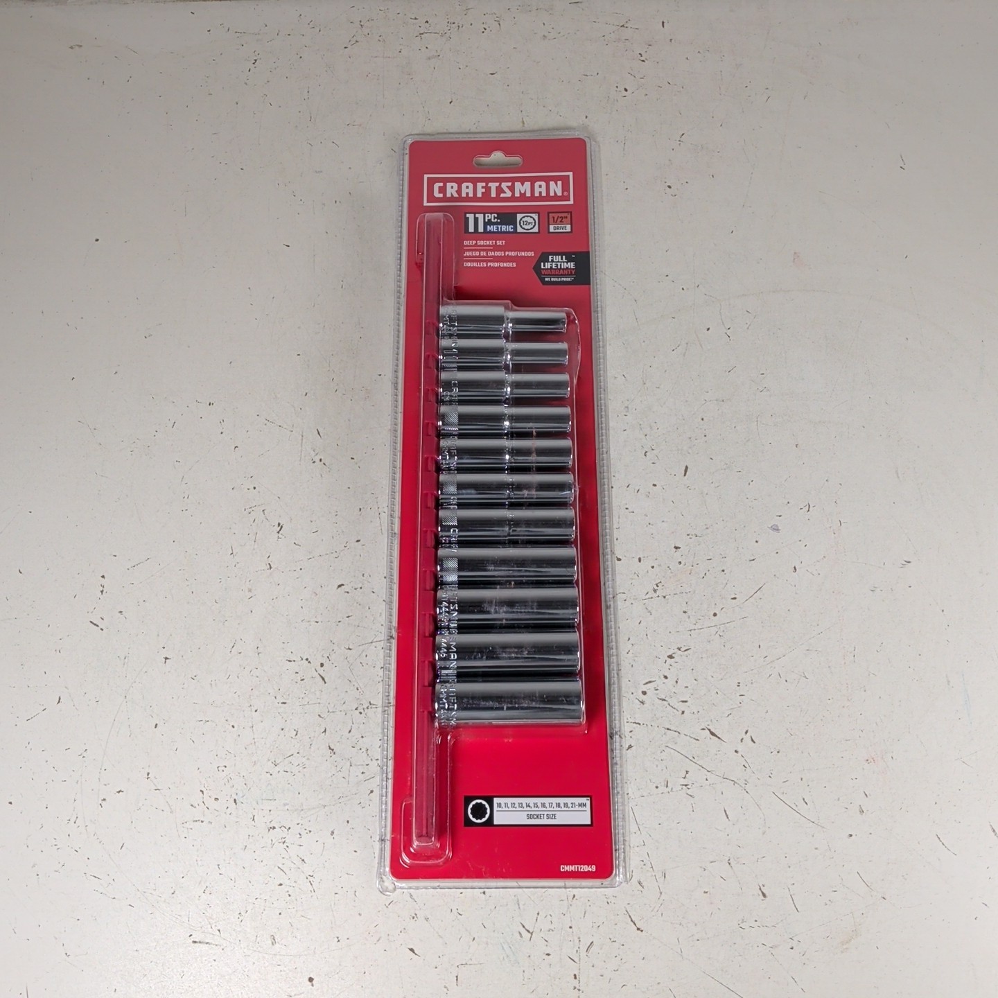 CRAFTSMAN CMMT12049 11-Piece 1/2″ Drive Metric Deep Socket Set