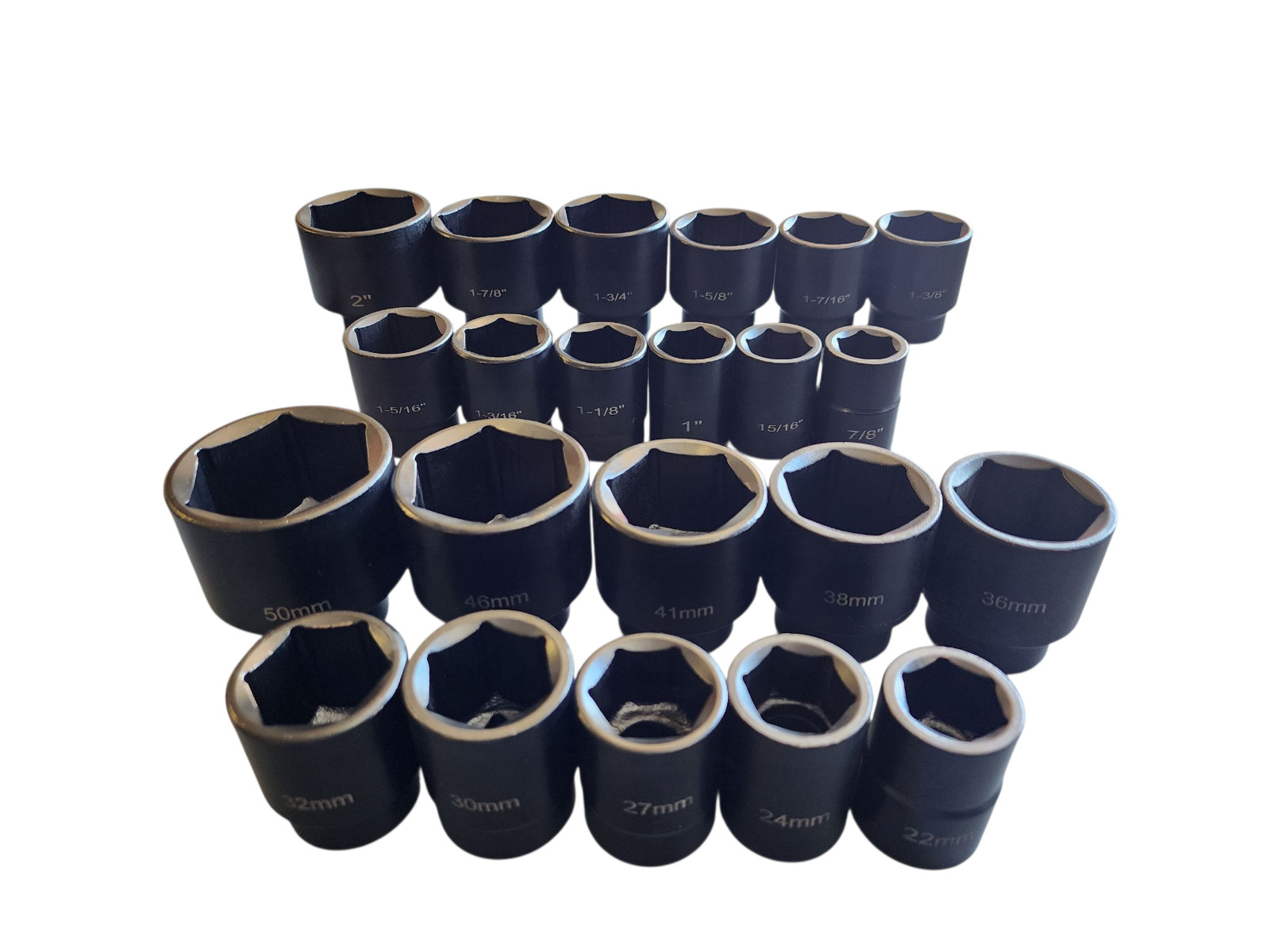 3/4″ Drive 6-Point Impact Socket Set Standard SAE (7/8-2″) & Metric MM (22-50mm)