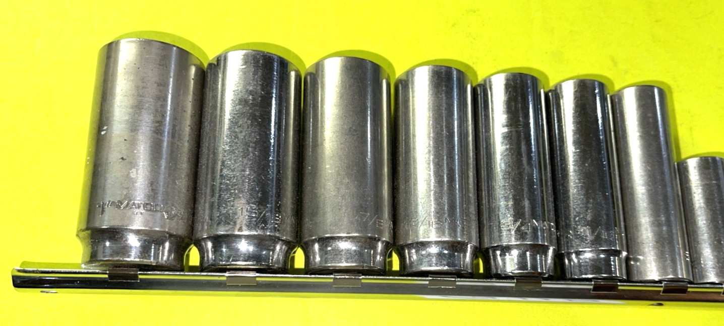 MATCO TOOLS 12 PIECE 3/8 DRIVE SAE. DEEP 6 POINT SOCKET SET 5/16 THROUGH 1 INCH