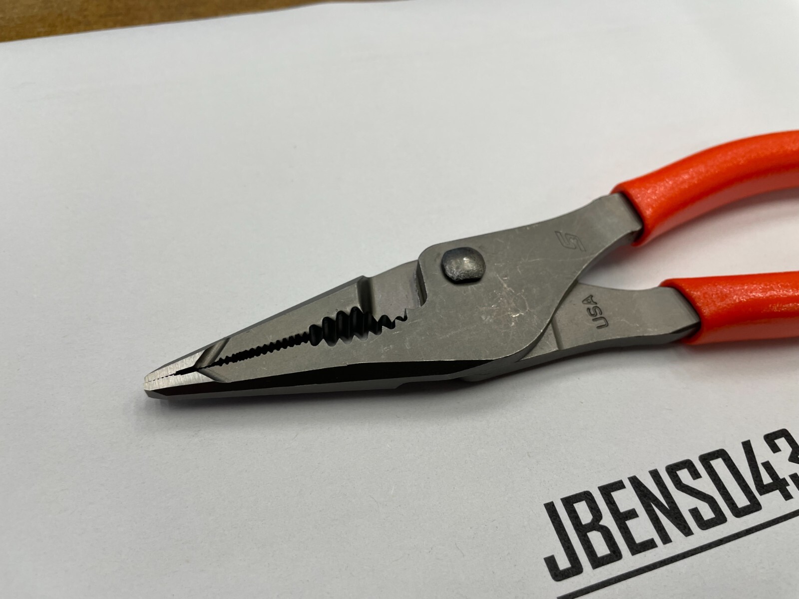Snap-On Tools USA NEW ORANGE 7″ Soft Grip Long Nose Slip Joint Pliers LN46ACFO