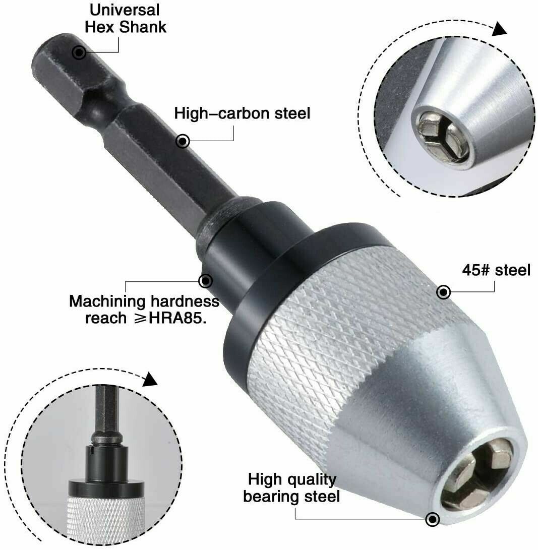 For Makita Hilti Bosch IMPACT DRIVER 1/4″ Keyless Drill Bit Chuck Adapter