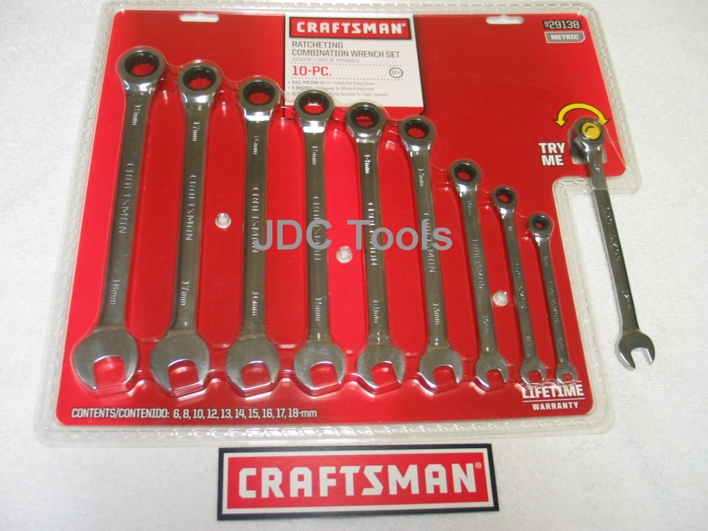 CRAFTSMAN 10pc POLISHED COMBINATION RATCHETING WRENCH SET ALL METRIC 6MM-18MM 20