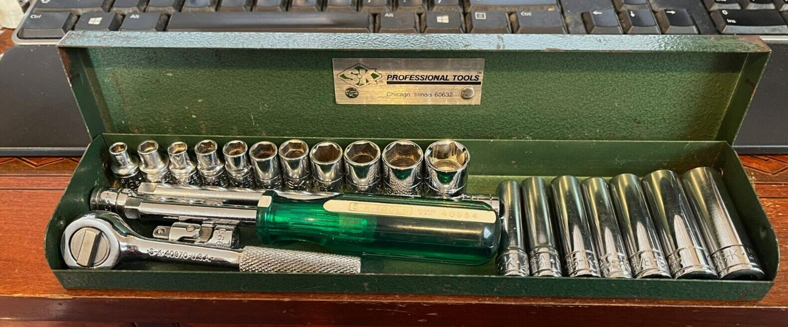 Vintage S-K Tools 1/4″ Drive Socket Set No. 4921 with Original Box Plus extras