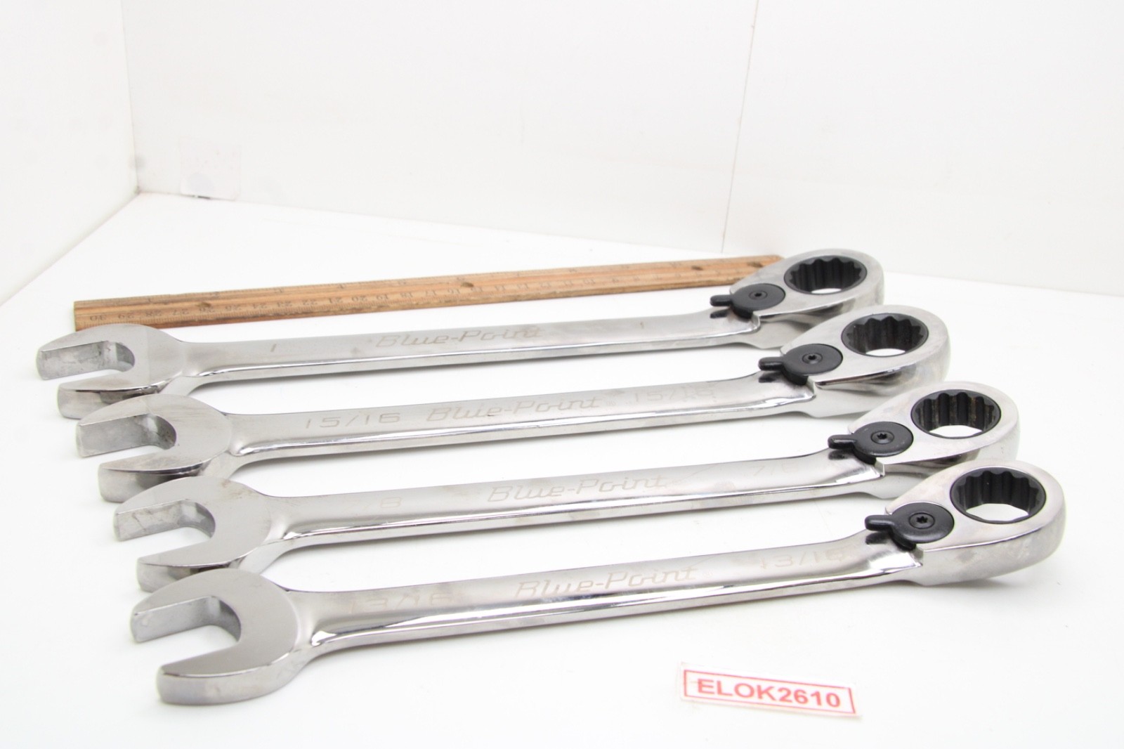 Blue Point 13/16″ – 1″ SAE Chrome 4 Piece 12 Point Ratcheting Wrench Set USA