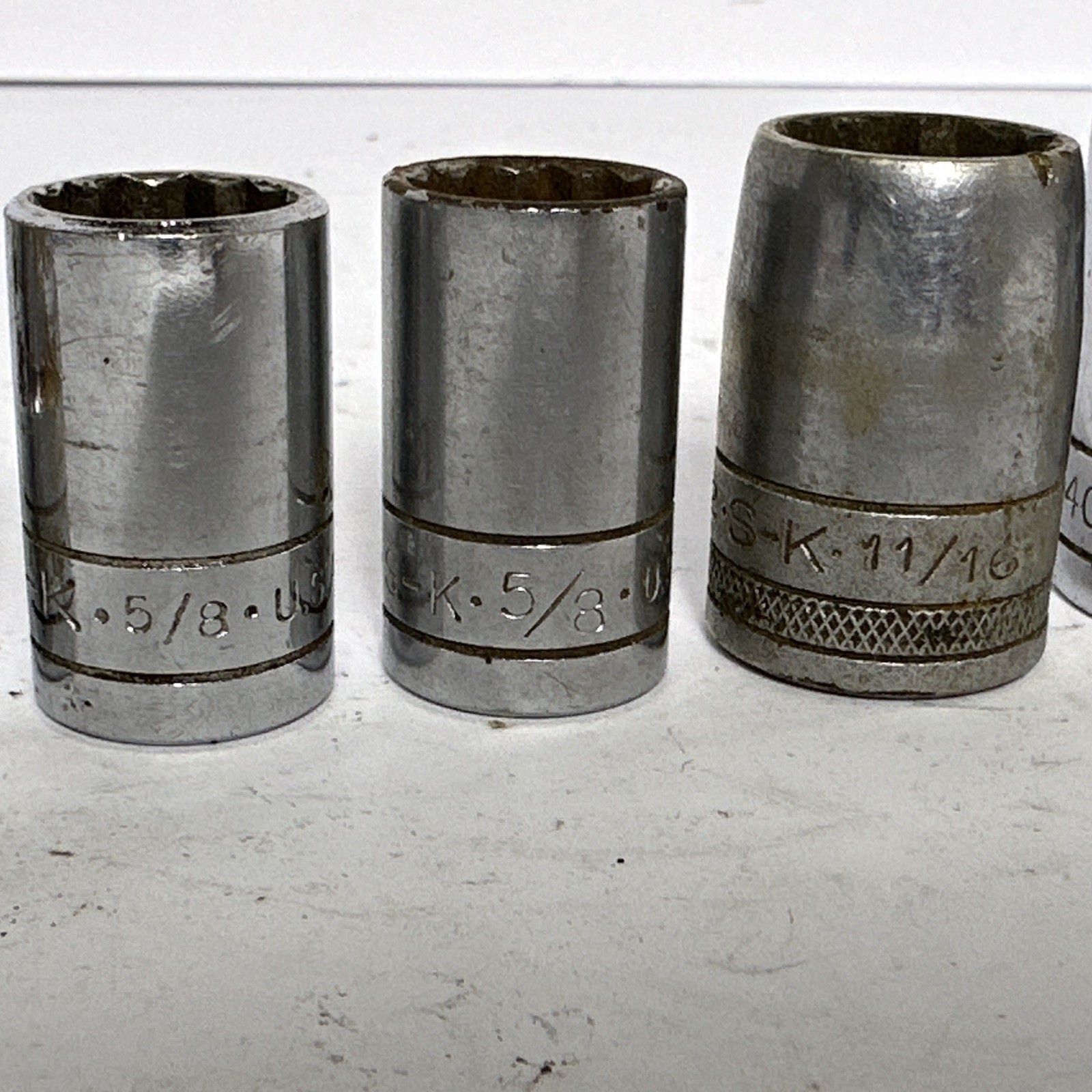 S-K SK 9pc 1/2” Drive SAE Socket Lot USA Vintage 6pt 12pt w/ Swivel