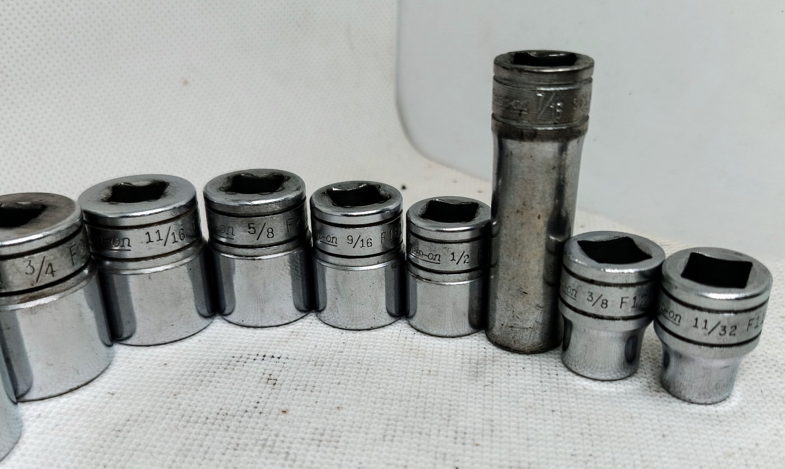 SNAP-ON Tools 12 Pc SAE Socket Set 3/8 Drive Underline F Series 11/32″ – 1″ USA
