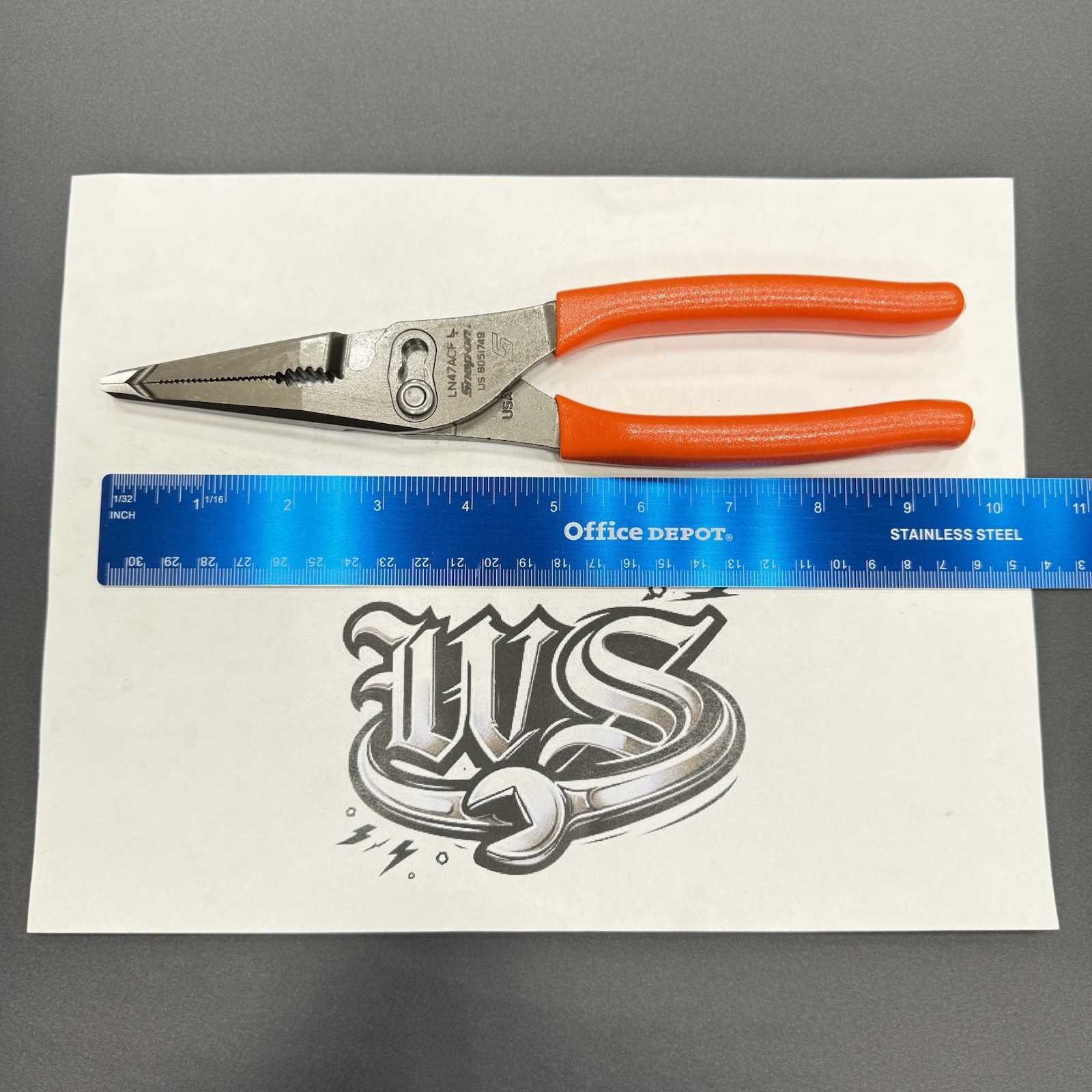 Snap-on Tools USA NEW ORANGE 9″ Talon Grip Long Nose Slip Joint Pliers LN47ACF