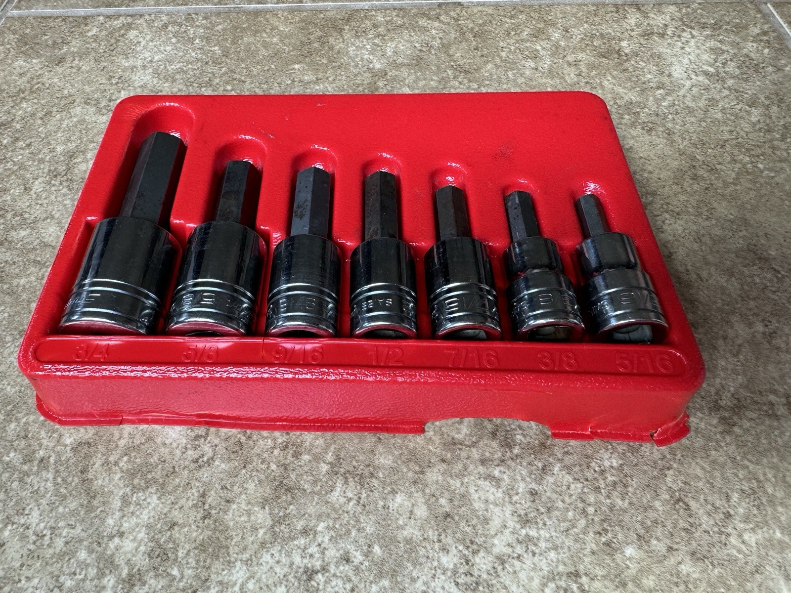 🔴 Snap-On 1/2″ drive 7pc 5/16″ – 3/4″ Allen Hex Bit Socket Driver Set 307ESAY