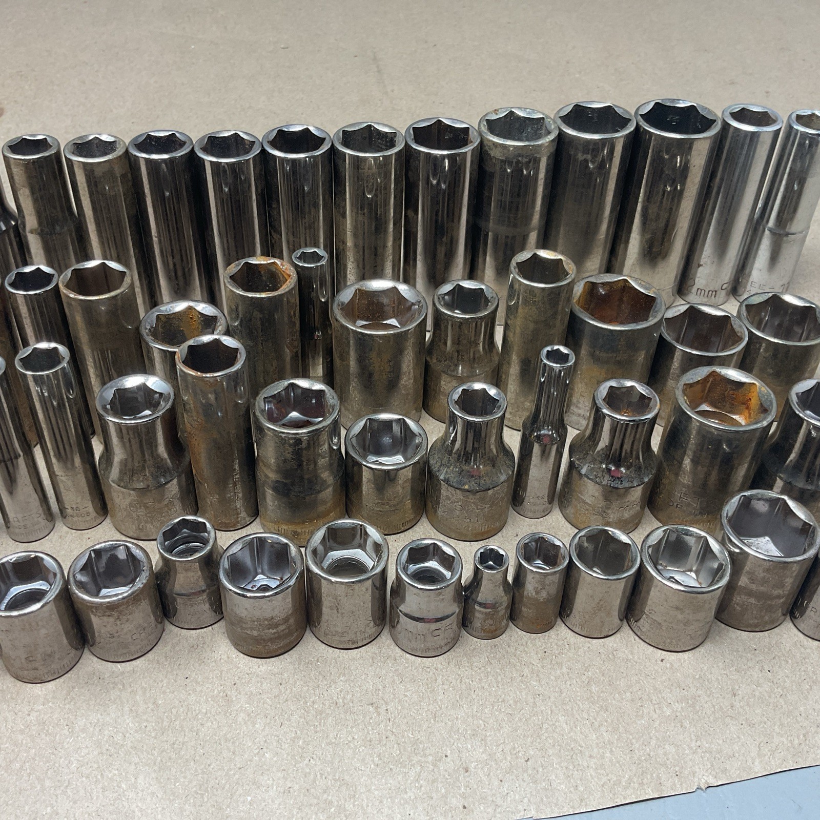 Craftsman Socket Lot of 55 Mixed Drive Metric USA Vintage