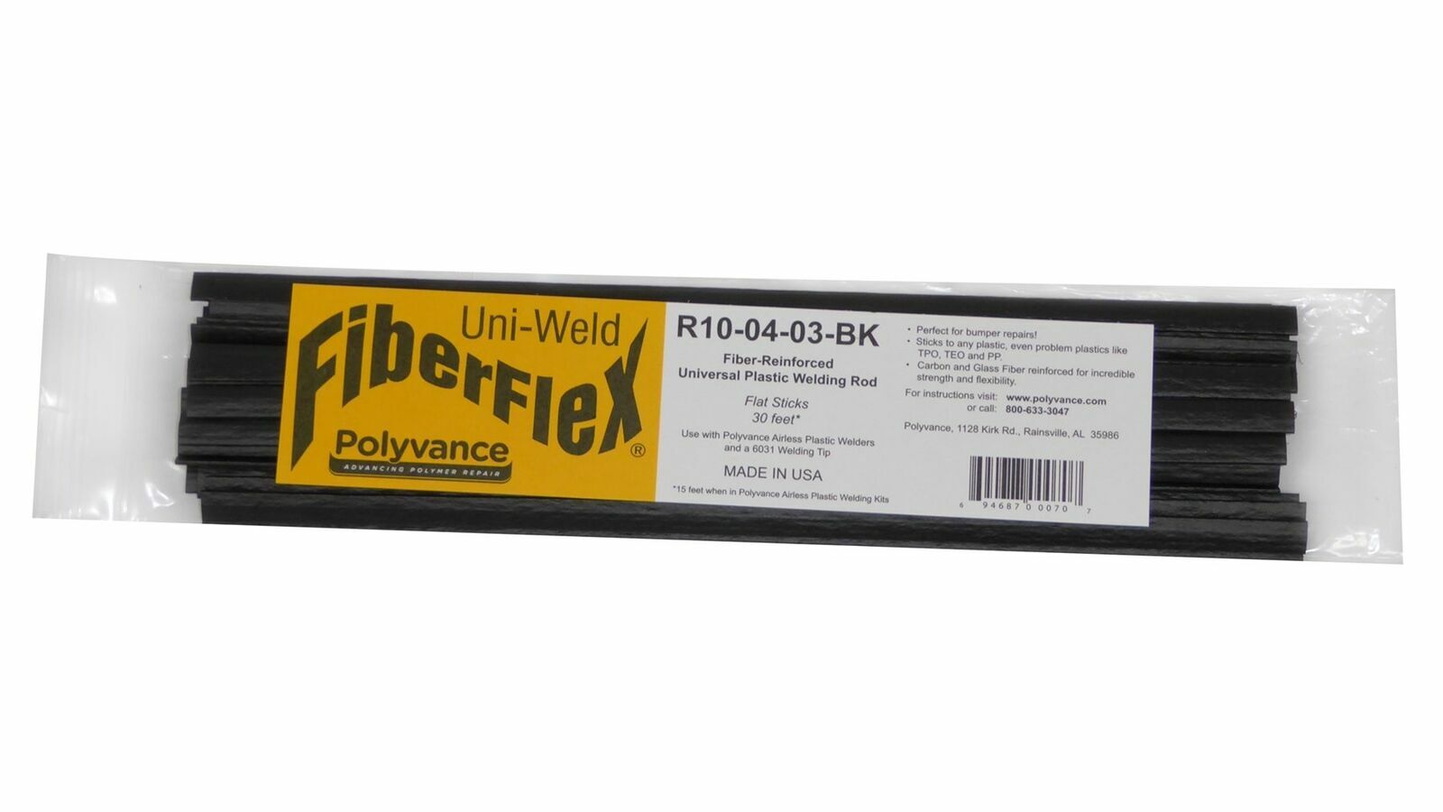 30 Pack FiberFlex Plastic Welding Rod Sticks Flat Ribbon 12″ Long Each Black New
