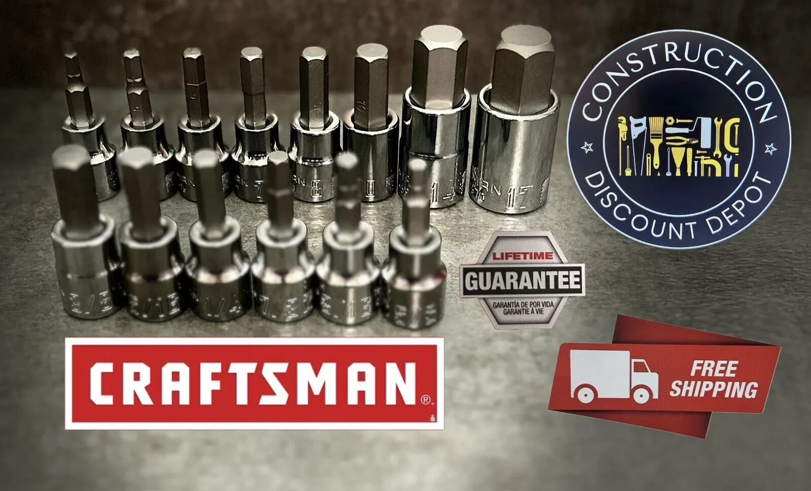 27 Piece Craftsman Tools SAE & Metric Socket Set Torx, Hex, Phillips & Slotted