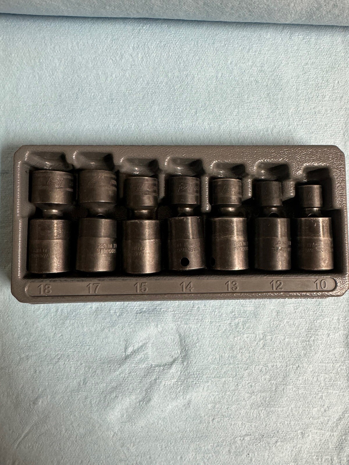 Snap-On 207IPFM 7-Pc 3/8″ Drive Metric Shallow Impact Swivel Socket Set-READ!