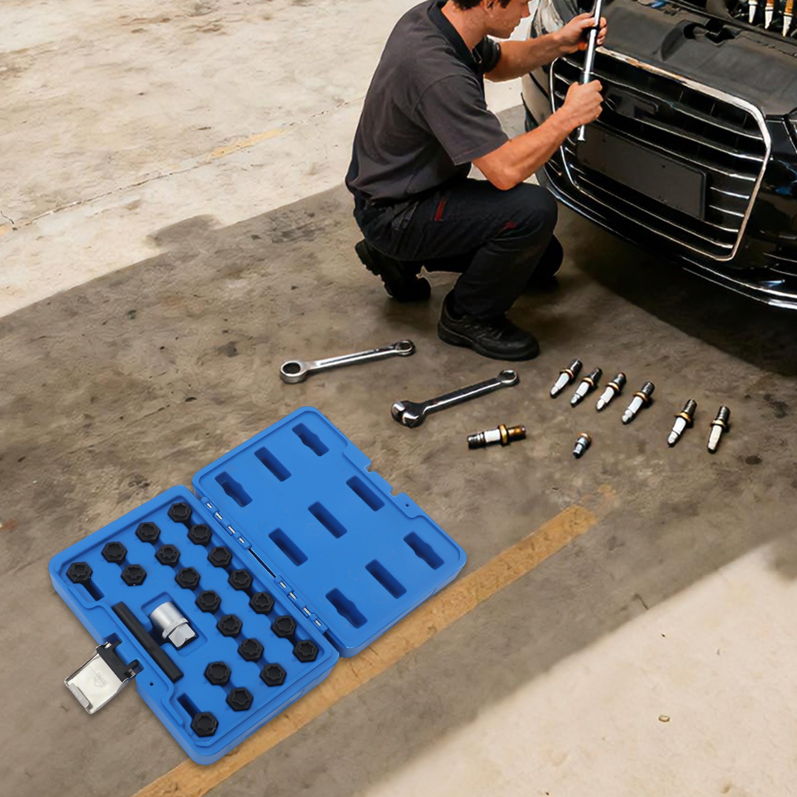 Wheel Locking Key Set Anti-theft Wheel Rim Lug Nut Master Removal Tool Kit 22Pcs