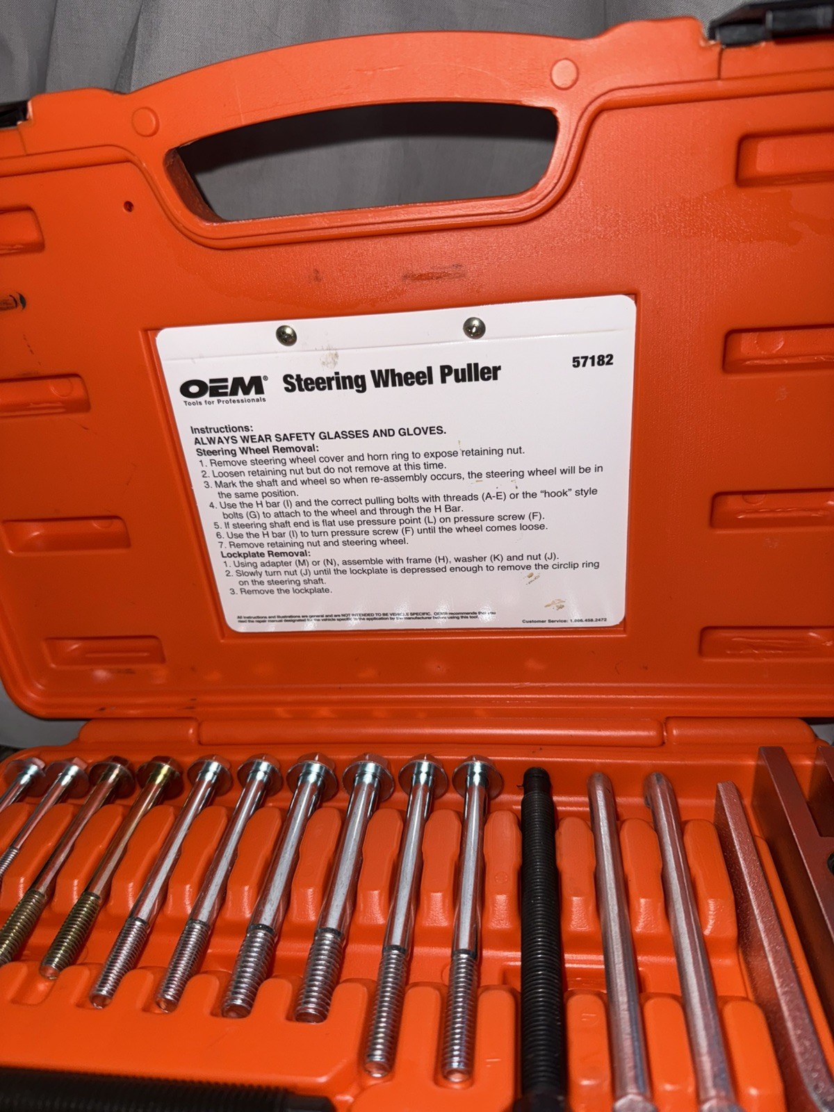 OEM TOOLS 57182 Steering Wheel Puller Set Removal Kit Lock Plate Tool