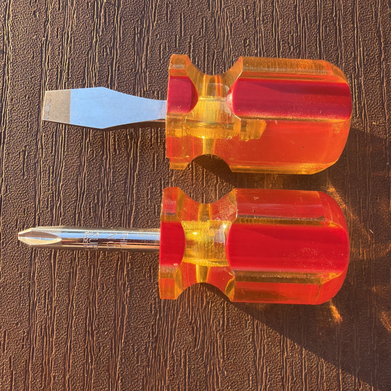 VTG MAC Tools Phillips & Flathead Tip Screwdriver Clear Amber Red Stubby Short
