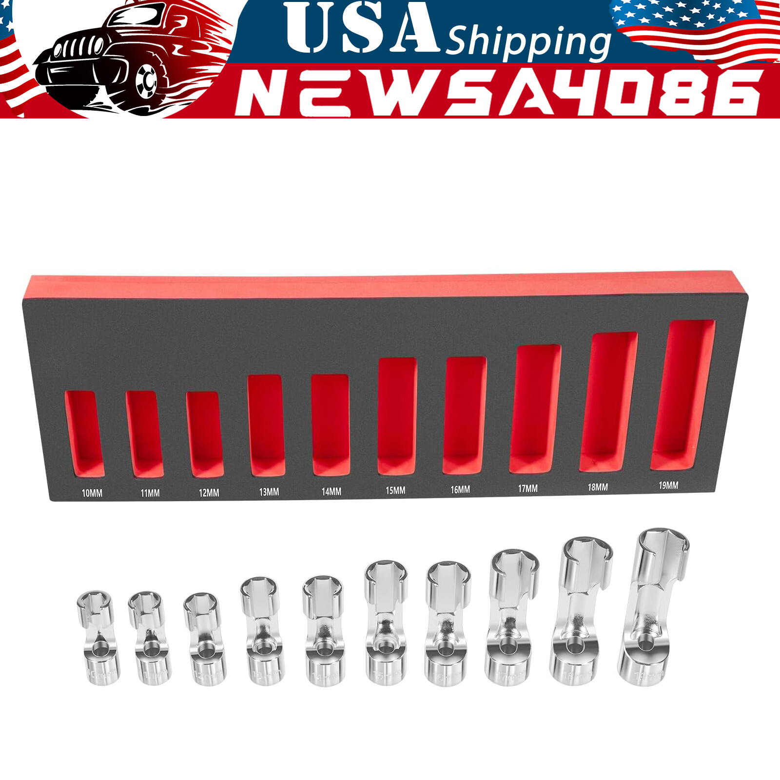 3/8″ Drive Metric Flare Nut Socket Set 10mm-19mm 12030 flare nut socket