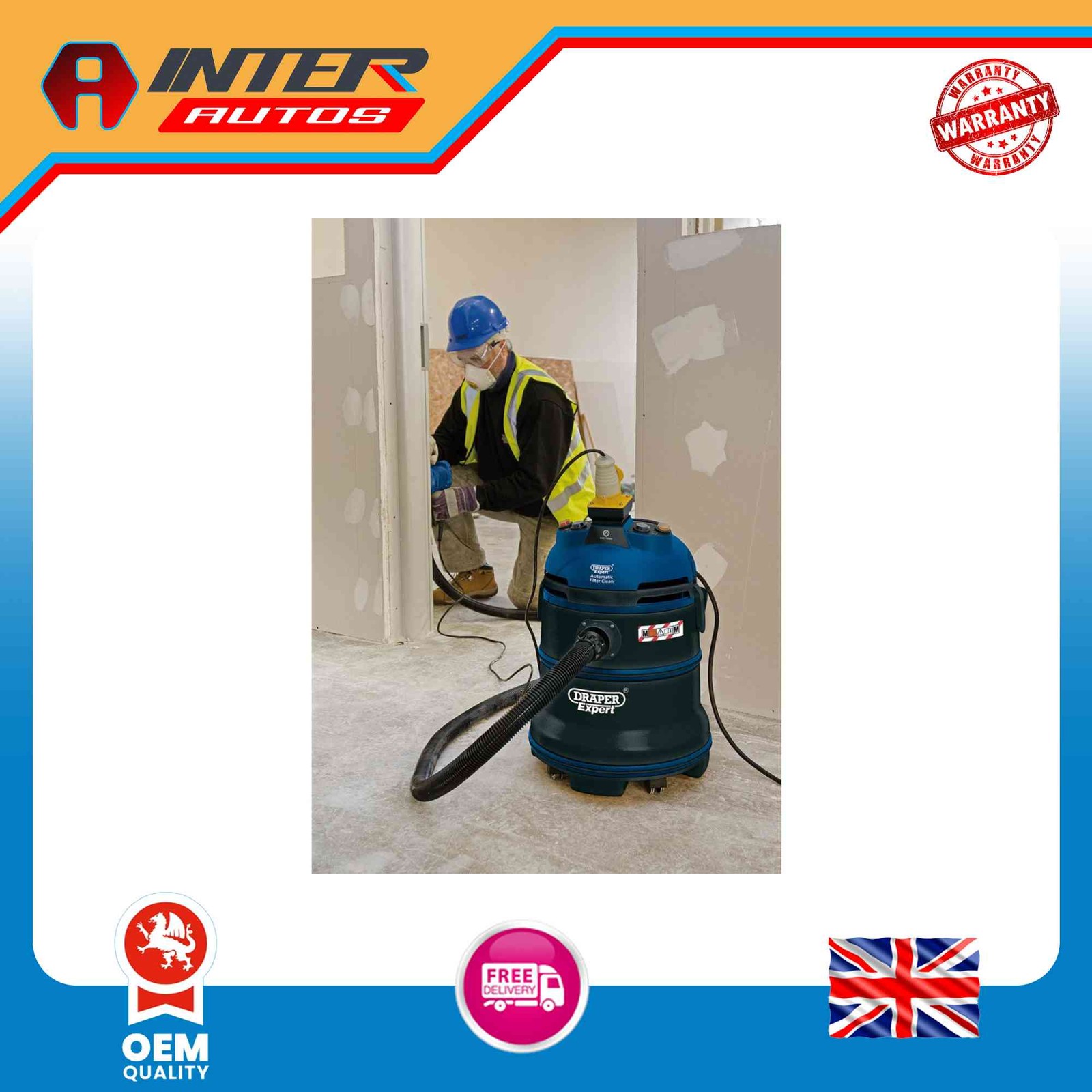Draper Expert 110V M-Class Wet and Dry Vacuum Cleaner, 35L, 1200W 86685