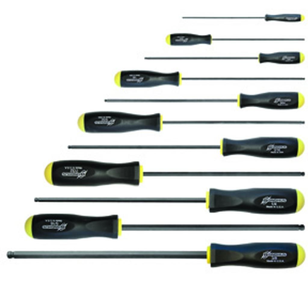 Ball End Scredrivers Set, Inch, Long, 11 pc. BHS-10737 Brand New!