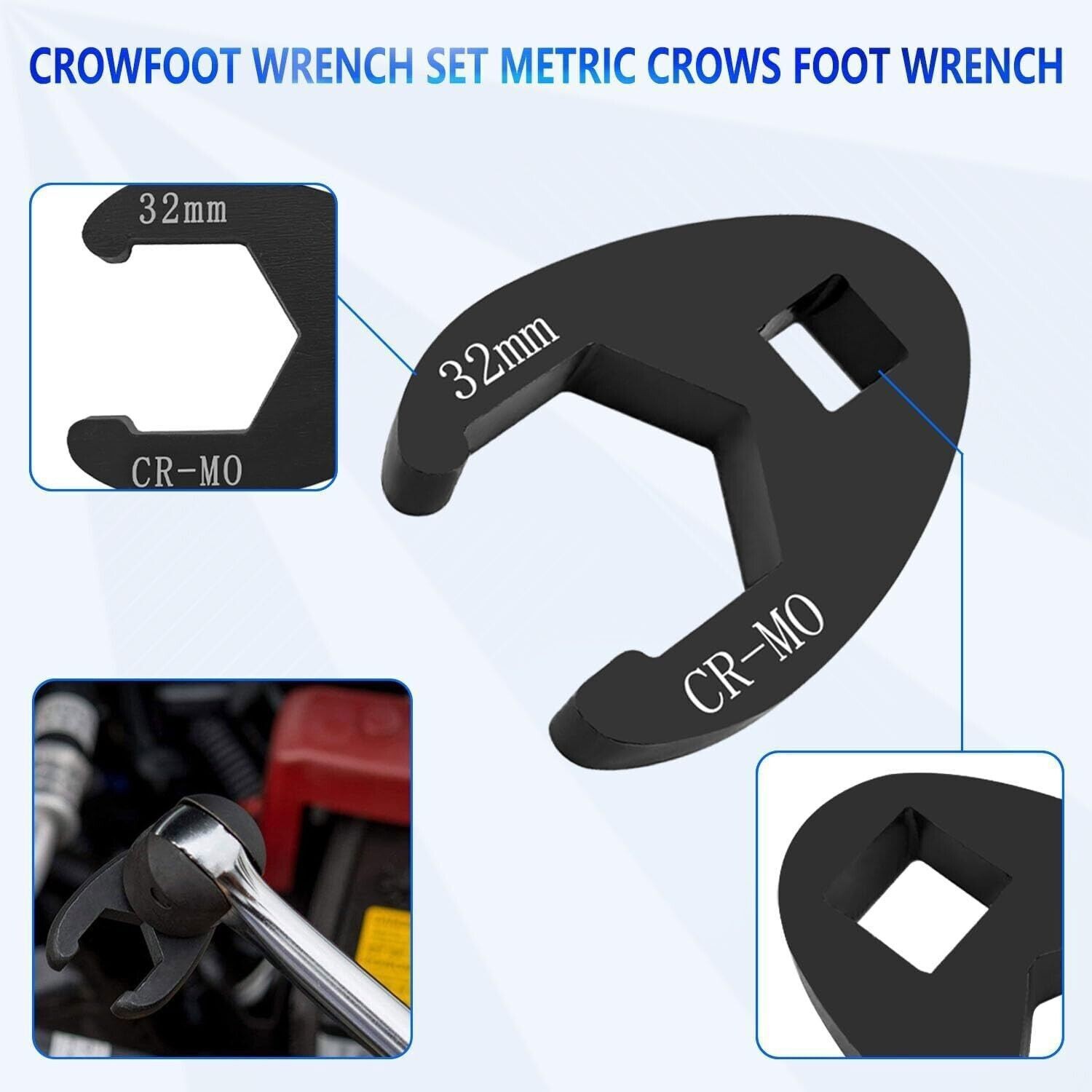 19PCS Crows foot Wrench Set 1/2″ and 3/8” Drive Flare Nut Crowfoot Wrench Set
