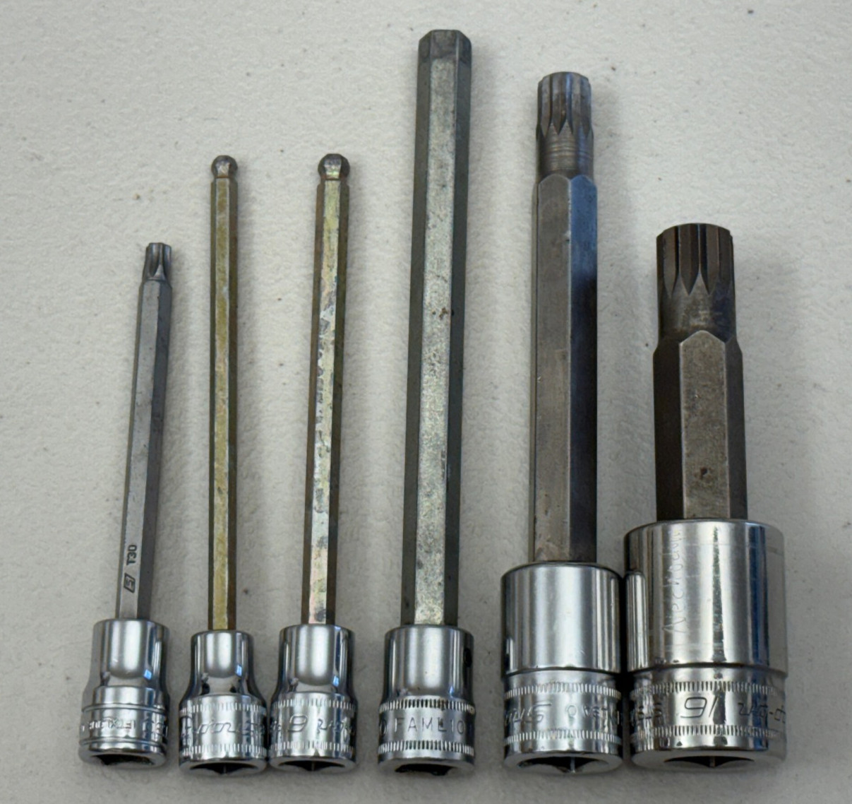Snap-on 3/8 & 1/2 Dr Metric Bit Sockets ~ 17 Pieces Allen, Torx, Triple Square