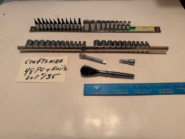 NEW CRAFTSMAN 48 PC / RATCHET + SOCKET SET 1/4″ DRIVE / METRIC & SAE SET + RAILS