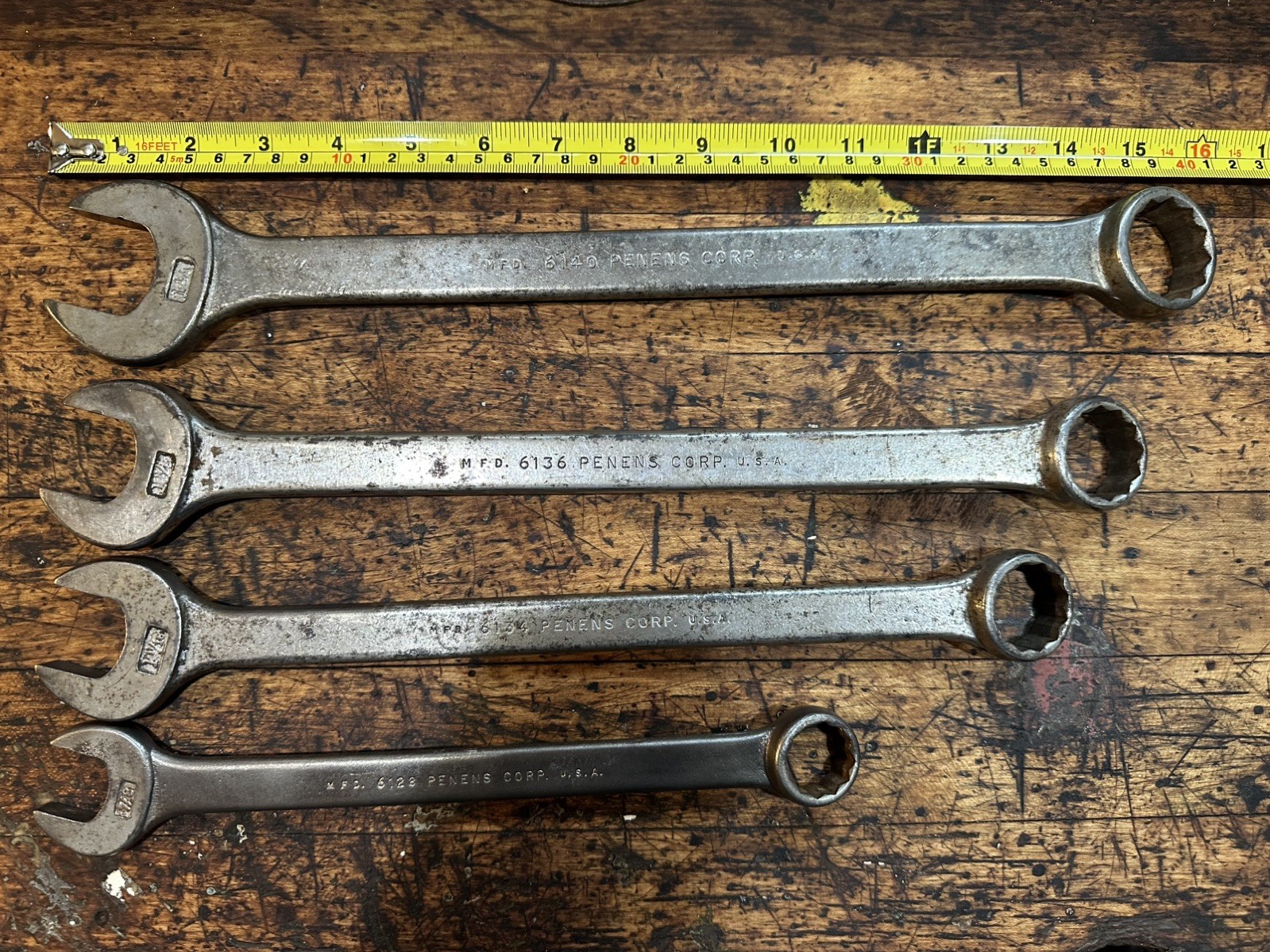 PENENS CORP (4) COMBINATION WRENCH SET VINTAGE SAE STANDARD 12 POINT USA MADE
