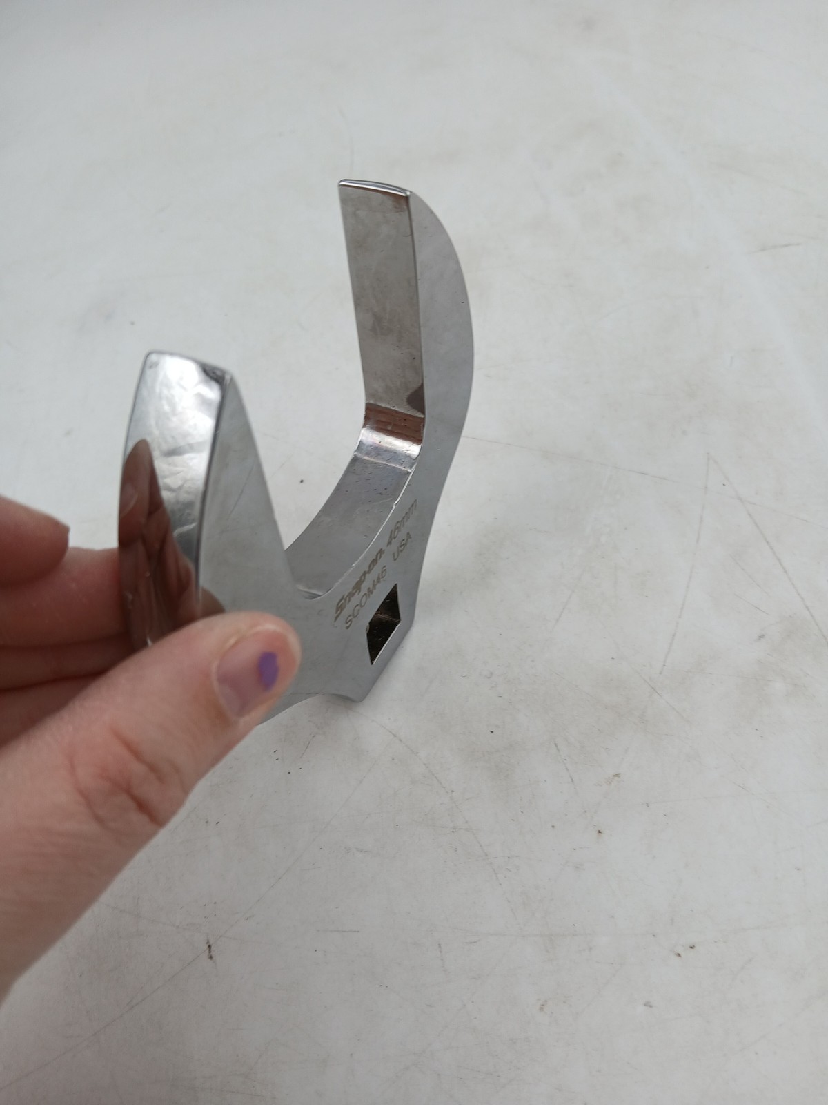 Snap-on 46mm Crowfoot Wrench SCOM46 Open End Square Drive USA Metric Chrome Tool