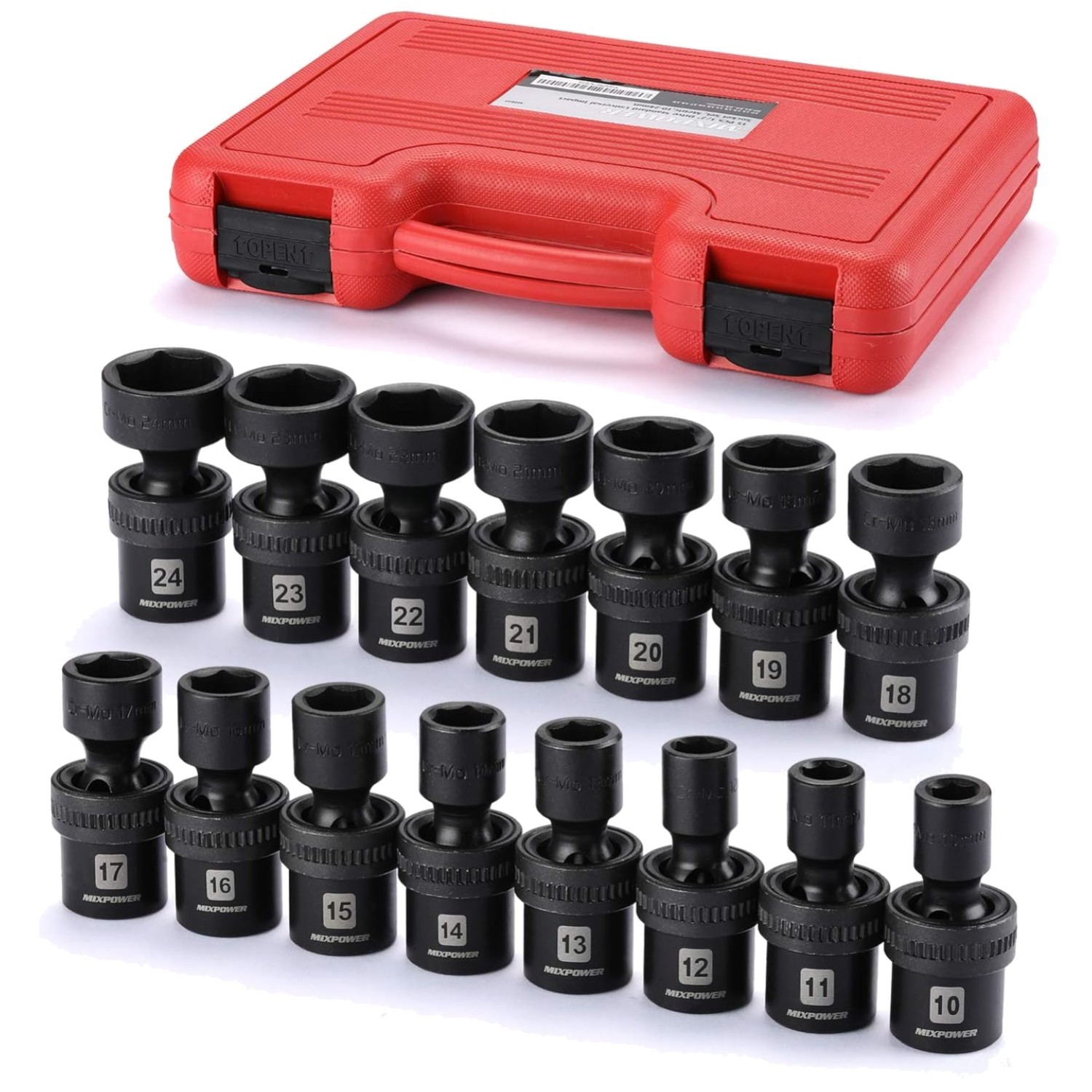 1/2″ Drive Shallow Impact Socket Set, 15-Piece Metric