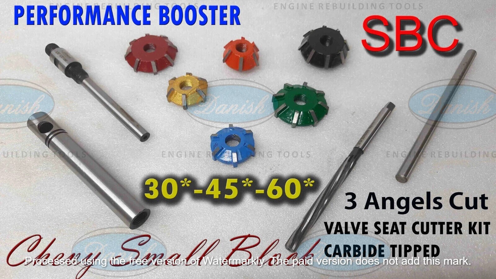 CHEVY 350 Small Block VALVE SEAT CUTTER KIT 3 ANGLE CUT CARBIDE PERFORMANCE