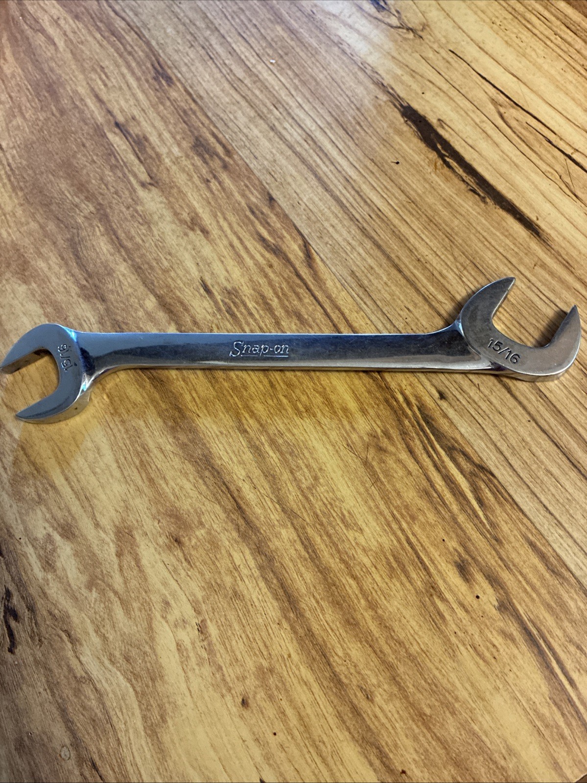 Snap-on Tools VS30 15/16″ SAE 4-Way Open End Angle Head Chrome Wrench USA