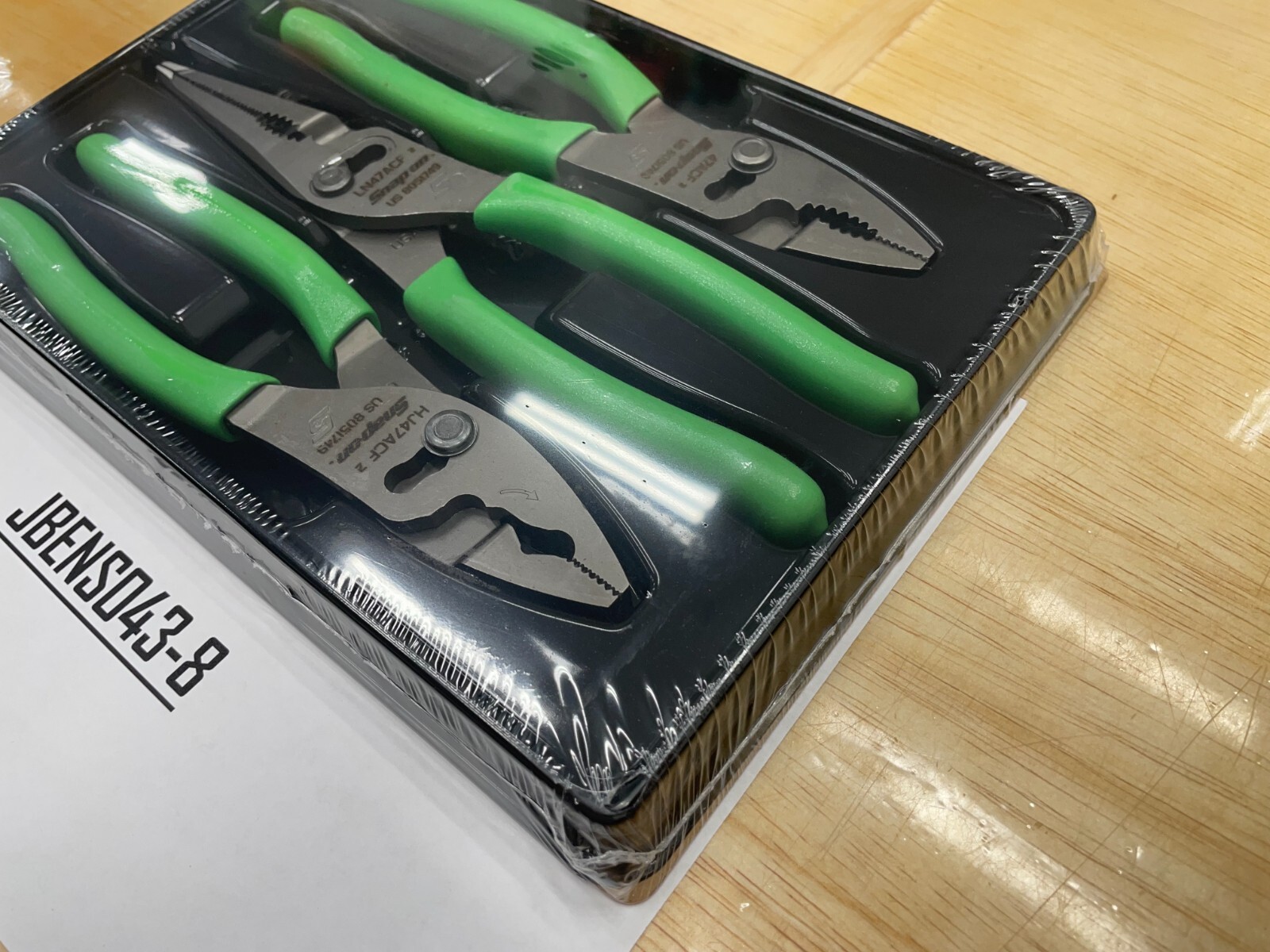 Snap-on Tools USA NEW GREEN 3pc Soft Grip Slip Joint Pliers Lot Set PL347ACFG