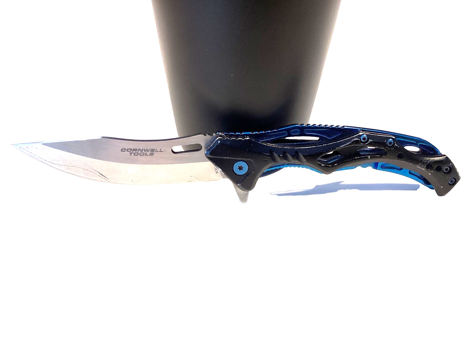Cornwell Tools Blue Anodized Snap Lock Folding Pocket Knife 4-3/4” Closed NICE
