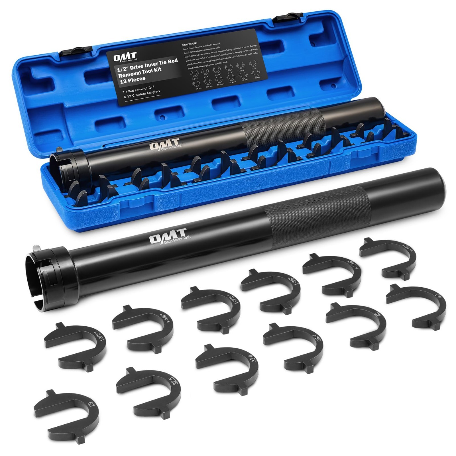 Inner Tie Rod Removal Tool Kit with 12 Crowfoot Adapters & Case – Auto Repair To