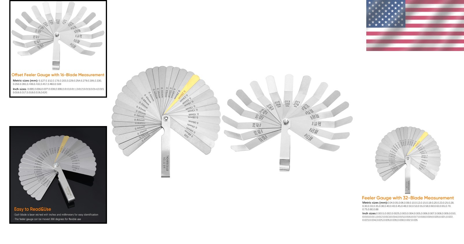 Durable 2-Piece Feeler Gauge Set – 32 Blades & 16 Offset Blades – High Precision