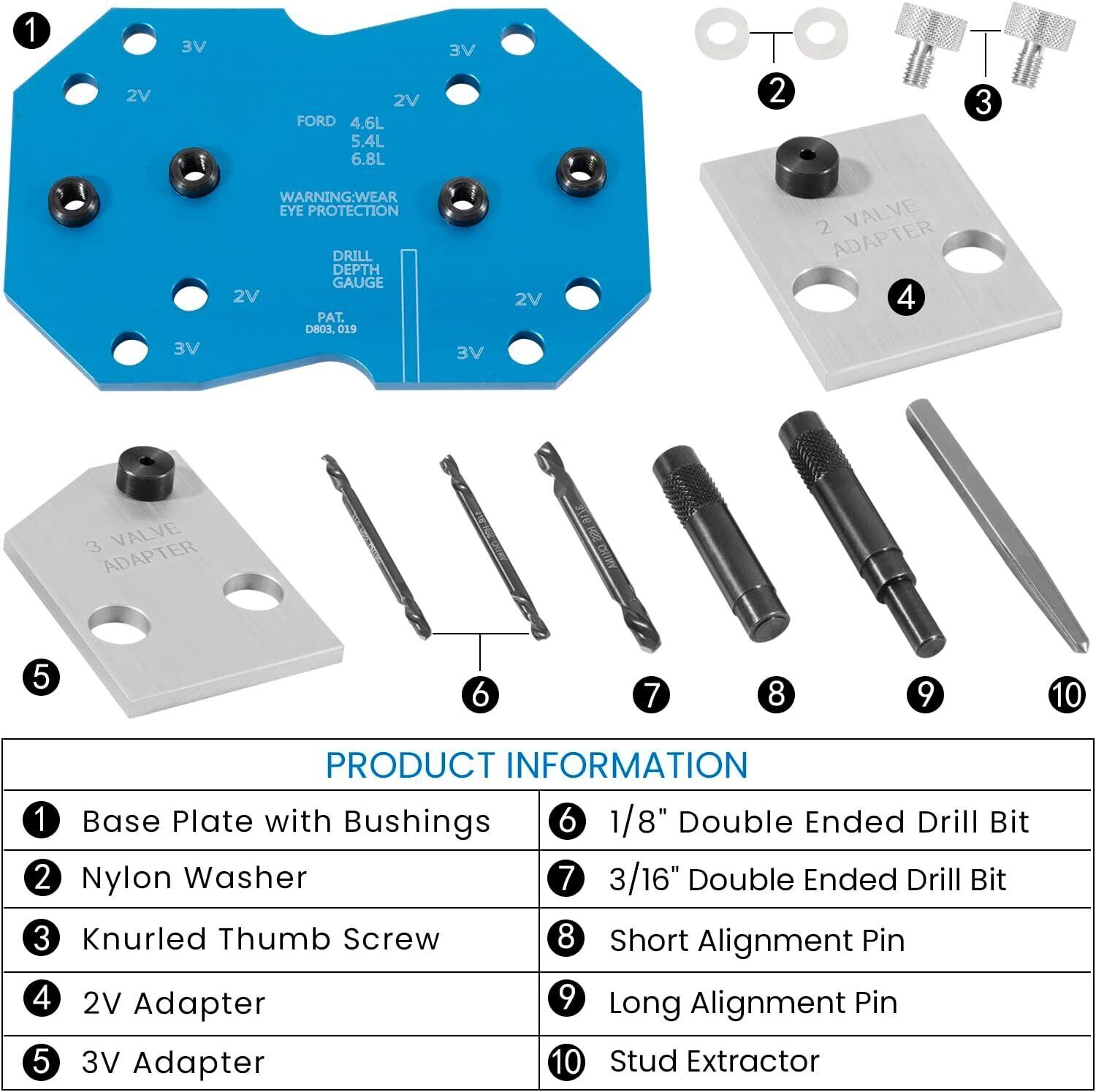 Manifold Drill Template 68500 For Ford Triton Engines 2V & 3V (4.6L, 5.4L,6.8L)