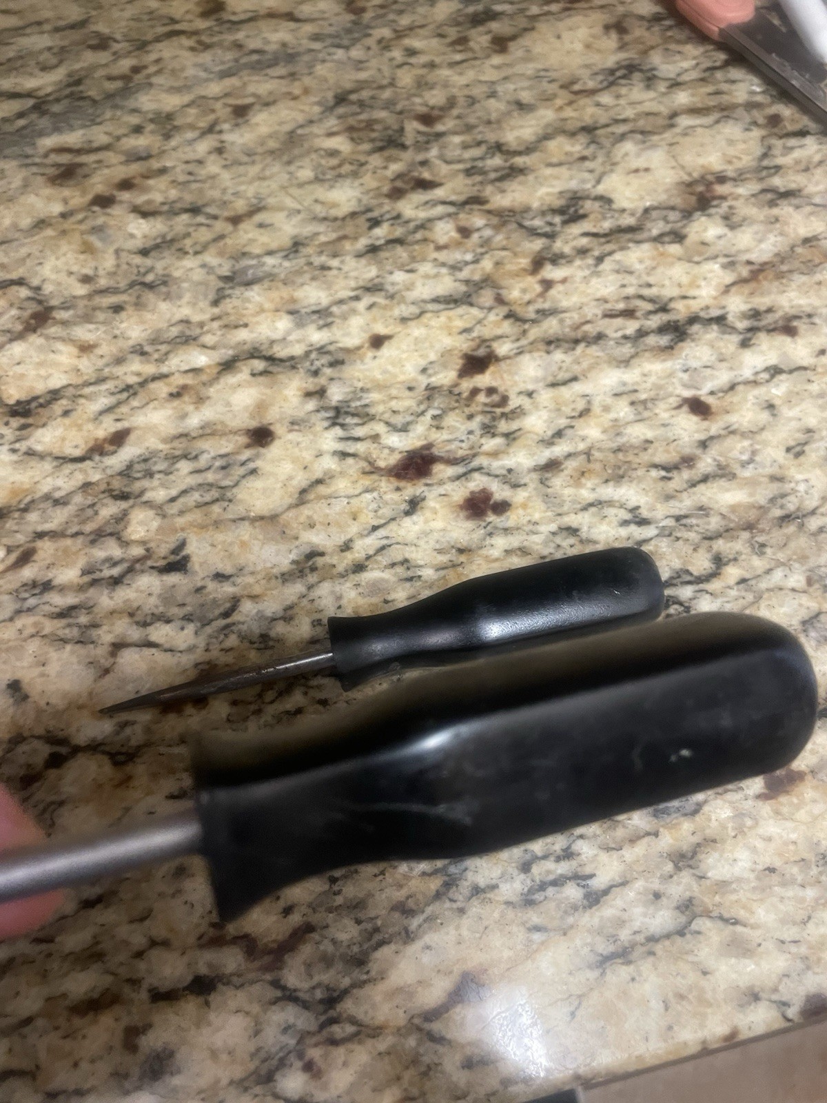 2 Snap-on Old Black Handle Slotted Screwdrivers Chrome Vanadium 1 Stubby- 1 7.5”