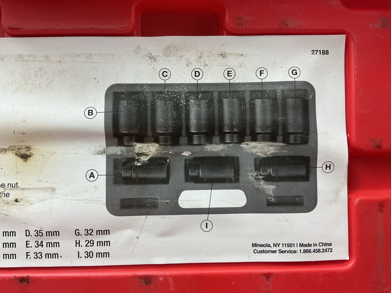 USED #23 OEM Tools 27188 Axle Nut Socket Set – 9 Piece 6 Pt 1/2 Drive Impact
