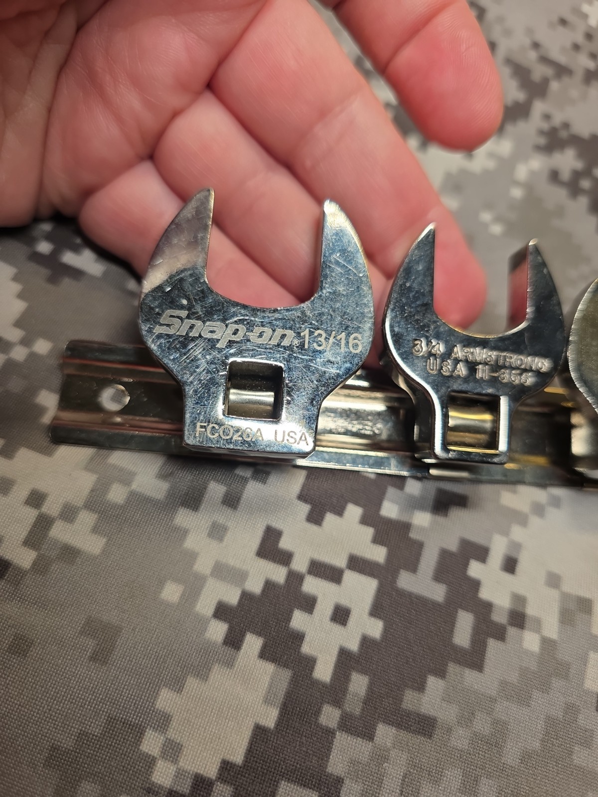 SNAP-ON ARMSTRONG WILLIAMS SAE CROW FOOT SET 7/16 1/2 9/16 5/8 3/4 AND 13/16″