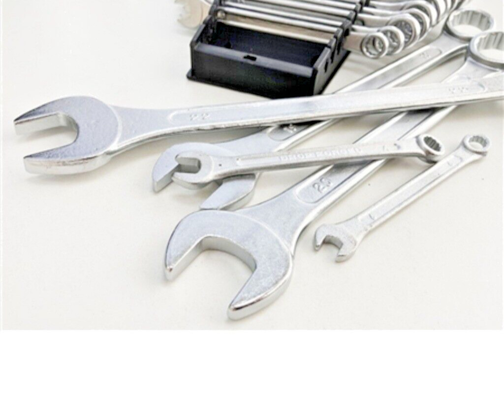 16 Piece Metric Combination Spanner Wrench Set, 6-22mm Ring/Open End