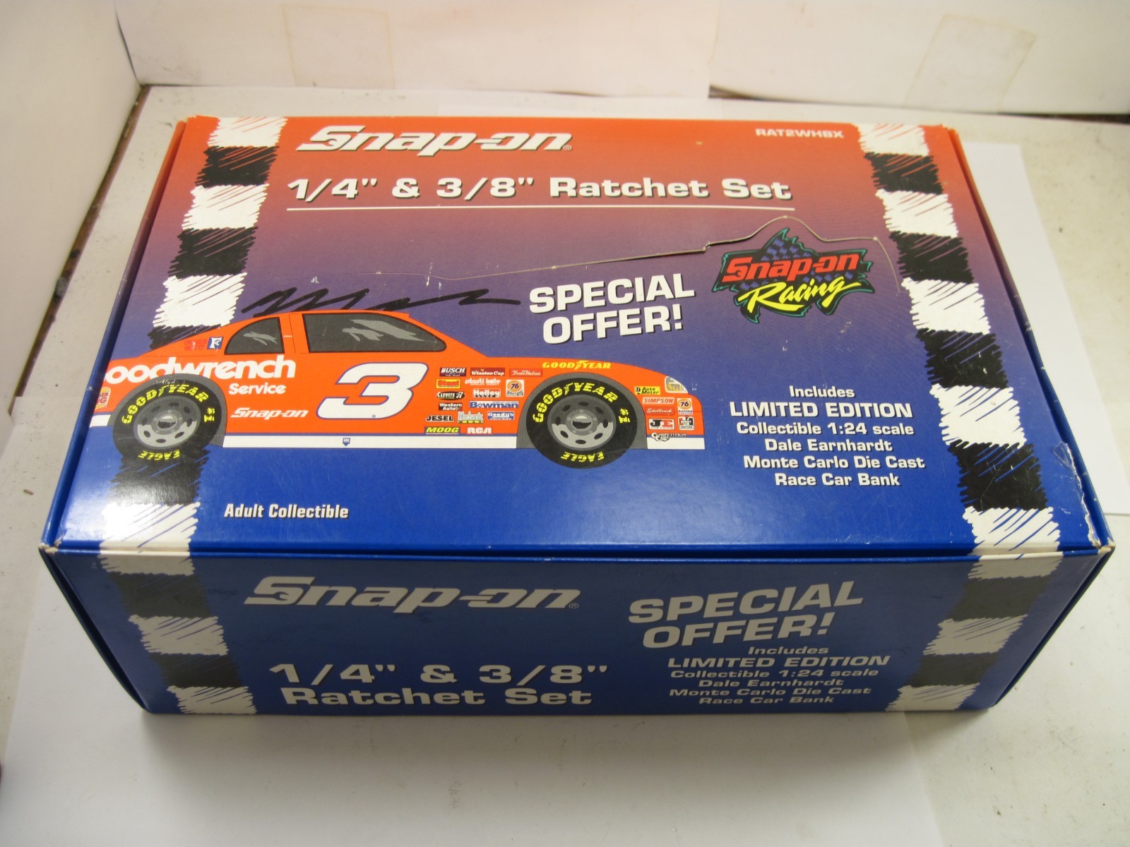 Snap On 3/8″ & 1/4″ Drive Dale Earnhart Ratchet Set Box W/Wheaties Car NEW