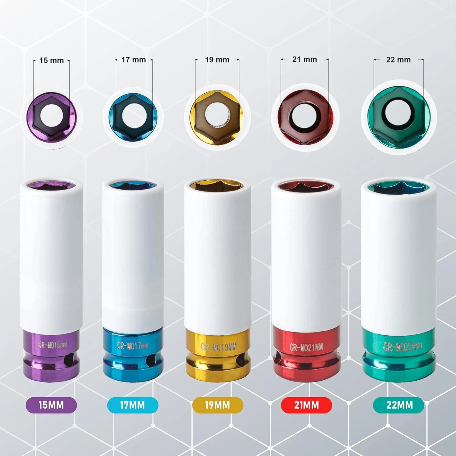 CARTMAN 5 Piece Set 1/2 Inch Drive Deep Impact Socket, Non-Marring