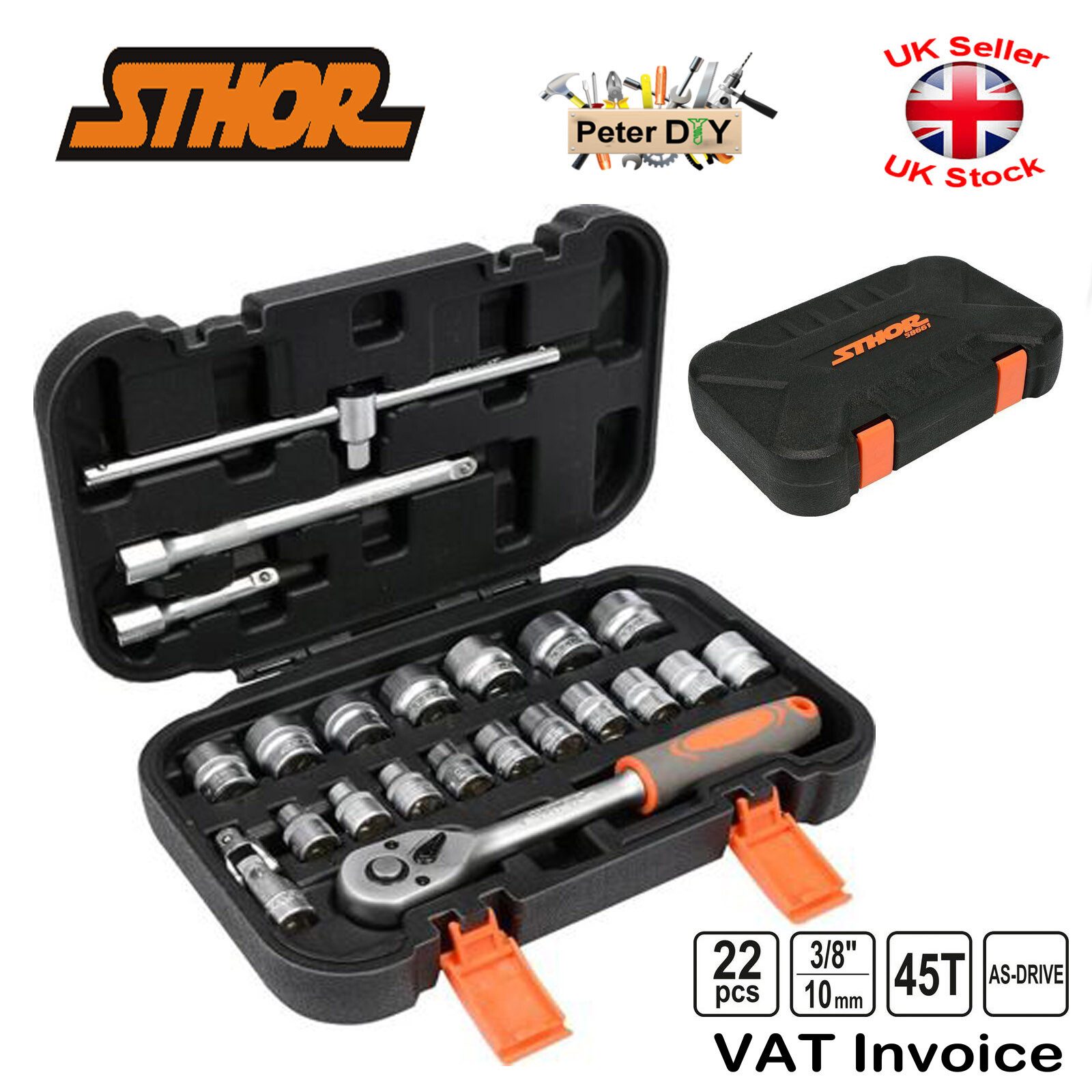 Yato 58661 Sthor 22 Ppcs 3/8″ Ratcheting Socket Bit Reversible Ratchet Set