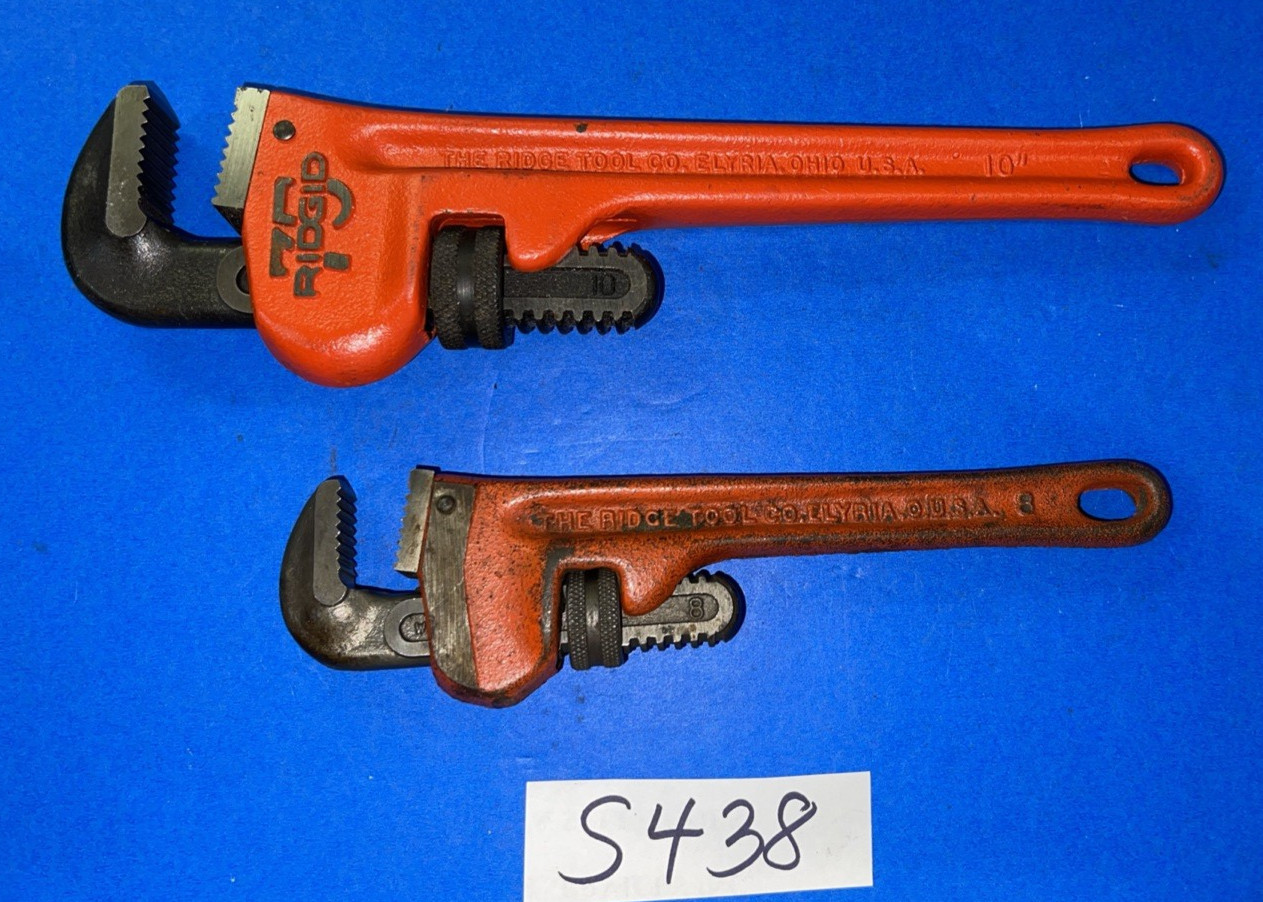 RIDGID TOOLS 2PC 10 INCH 75TH ANNIVERSARY & 8 INCH PIPE WRENCHES