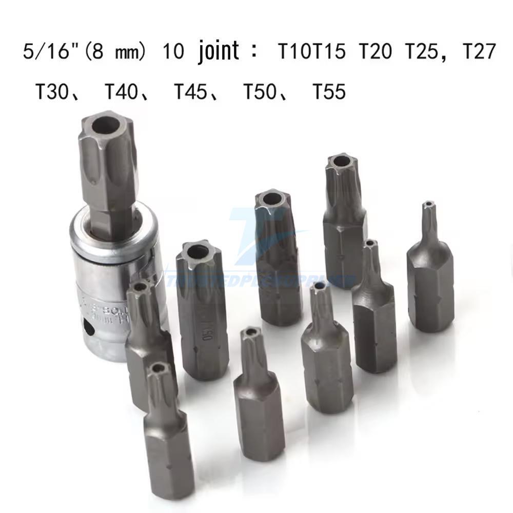NEW 34pcs Torx Star Sockets & Bit Set Male Female E-torx Security Bits 3/8 Drive
