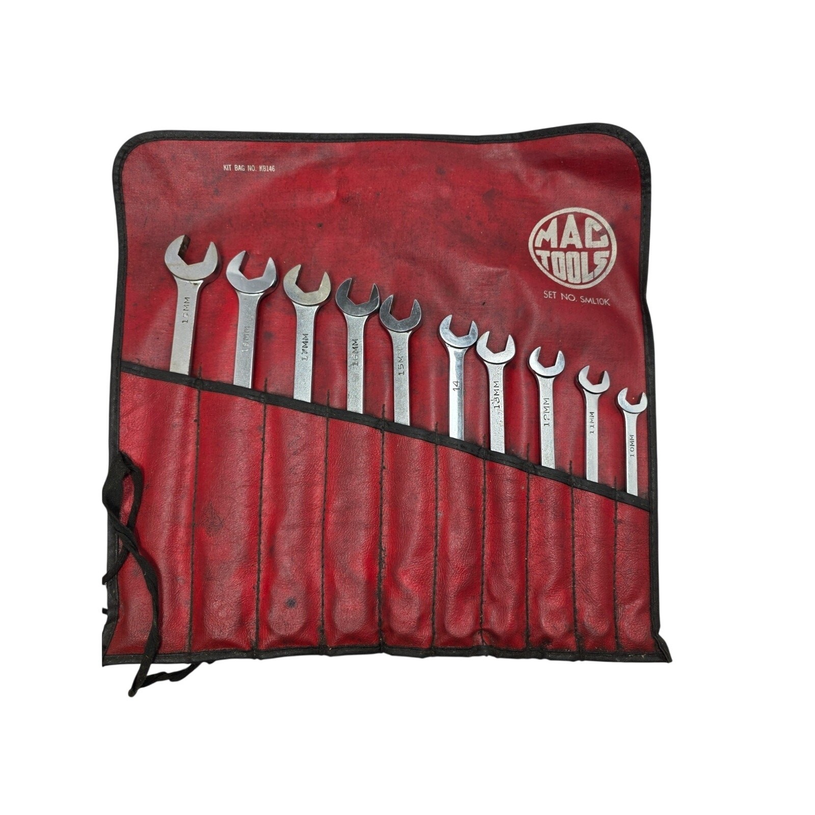 Vintage Mac Tools SML10K Metric Wrench Set Textured Matte USA Made Roll Pouch