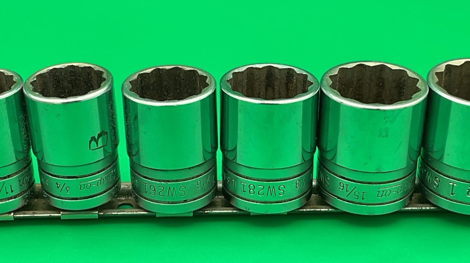 SNAP ON 1/2″ Drive 12pt SAE Shallow Socket Set 1 1/8″-7/16″ 12 Pieces NICE