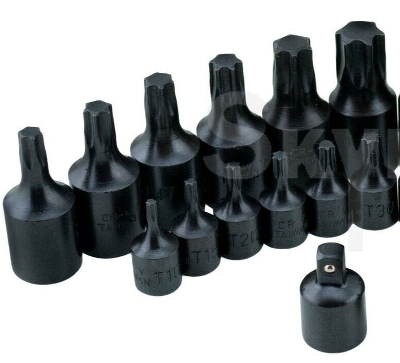 15 Pc 1/4″ & 3/8″ Drive Impact Star Bits TORX. SET