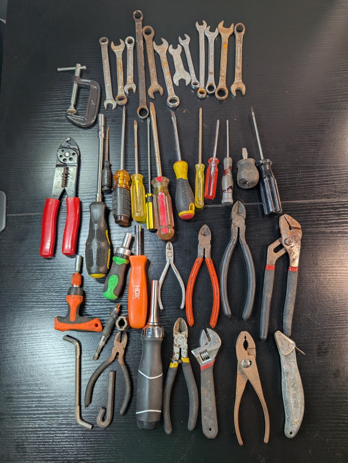 Mixed Hand Tool Lot Wrenches Pliers Screwdrivers Mechanic Garage Tools