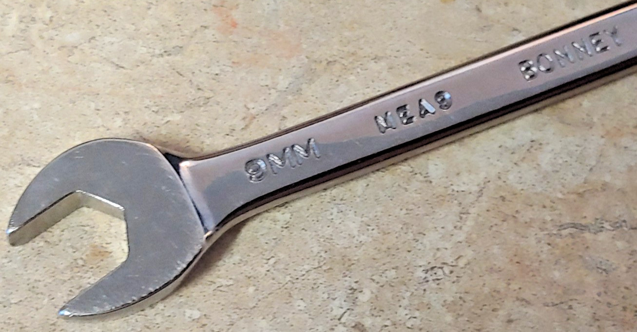 Bonney 9mm Open-end Polished 4-way Angle 15°-60°Wrench (MEA9) Made in USA