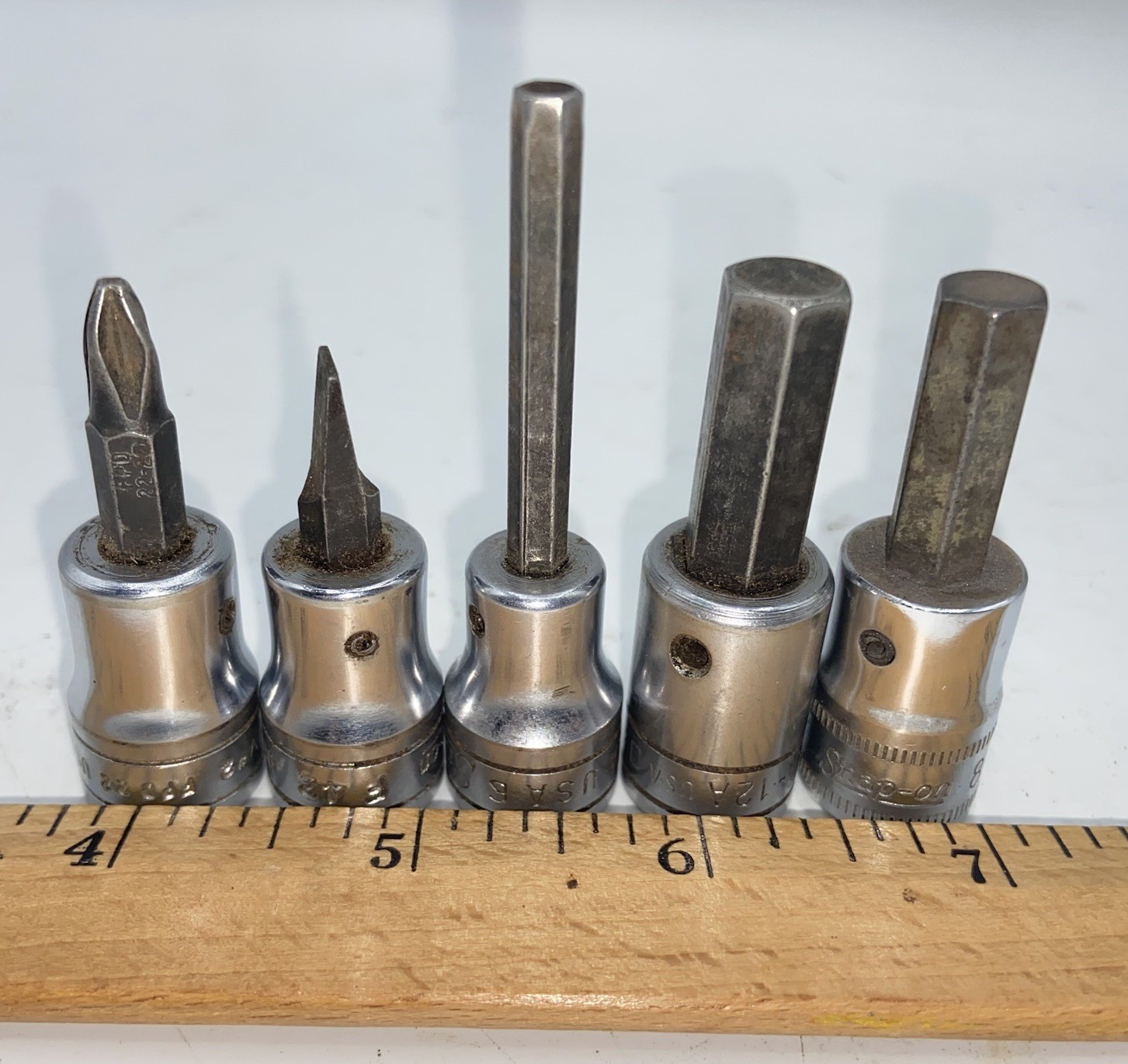 Snap-on 3/8” Drive Bit Socket Set Phillips Slotted Hex USA *Lot Of 5*